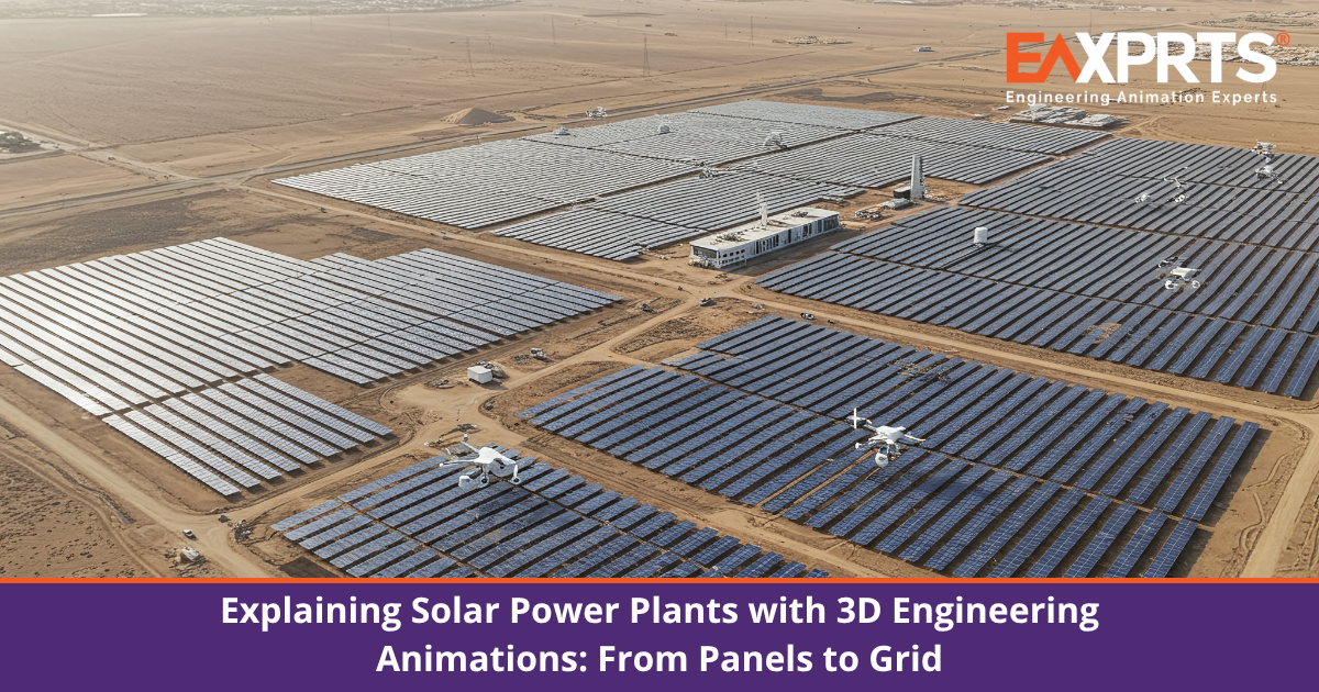 Explaining Solar Power Plants with 3D Engineering Animations: From Panels to Grid