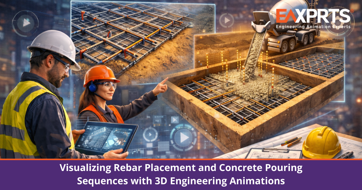 Visualizing Rebar Placement and Concrete Pouring Sequences with 3D Engineering Animations