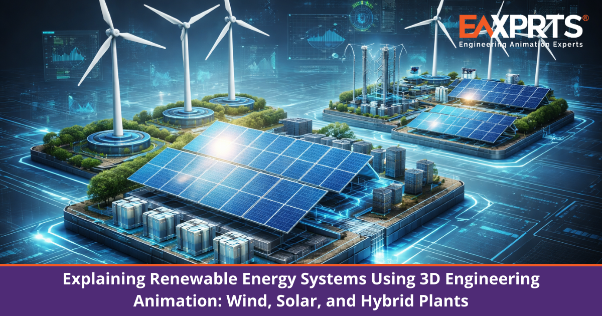 Explaining Renewable Energy Systems Using 3D Engineering Animation: Wind, Solar, and Hybrid Plants
